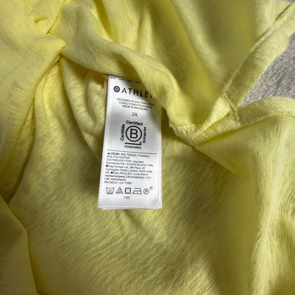 Athleta Womens Breezy Scoop V-Neck Tee Short Sleeve T-Shirt Size 2X Yellow New - Picture 4 of 8